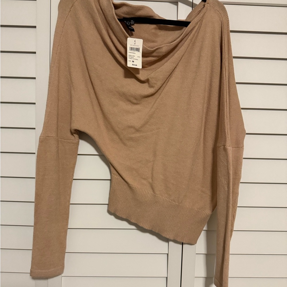 Windsor Off-the-Shoulder Tan Sweater